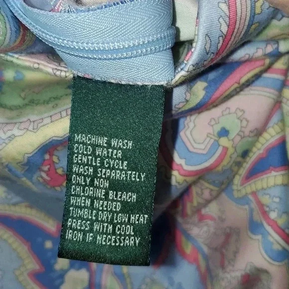 Lauren Ralph Lauren Pastel Paisley Stretch Twill Crop Pants Back Pocket Sz 12 - Picture 4 of 8